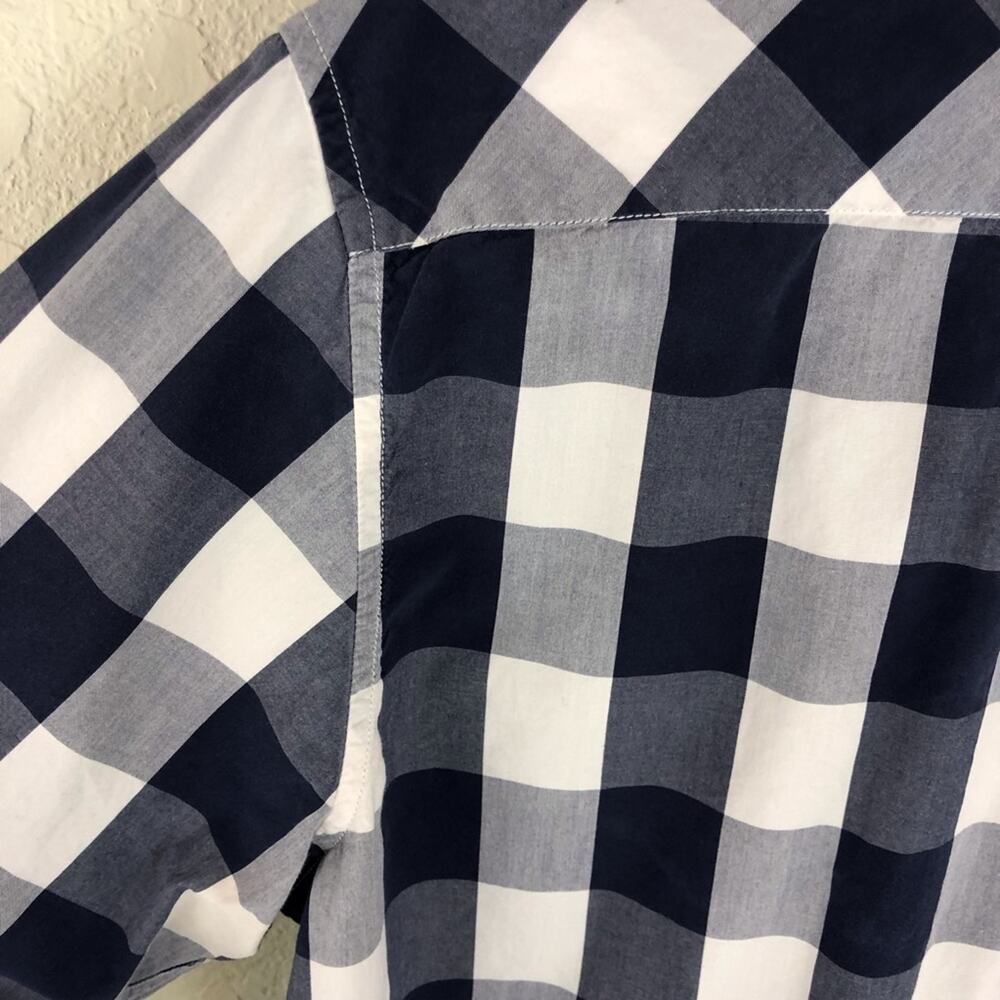 Men's American Eagle Vintage Fit Blue White Buffalo Plaid Shirt Long Sleeve - Picture 7 of 16